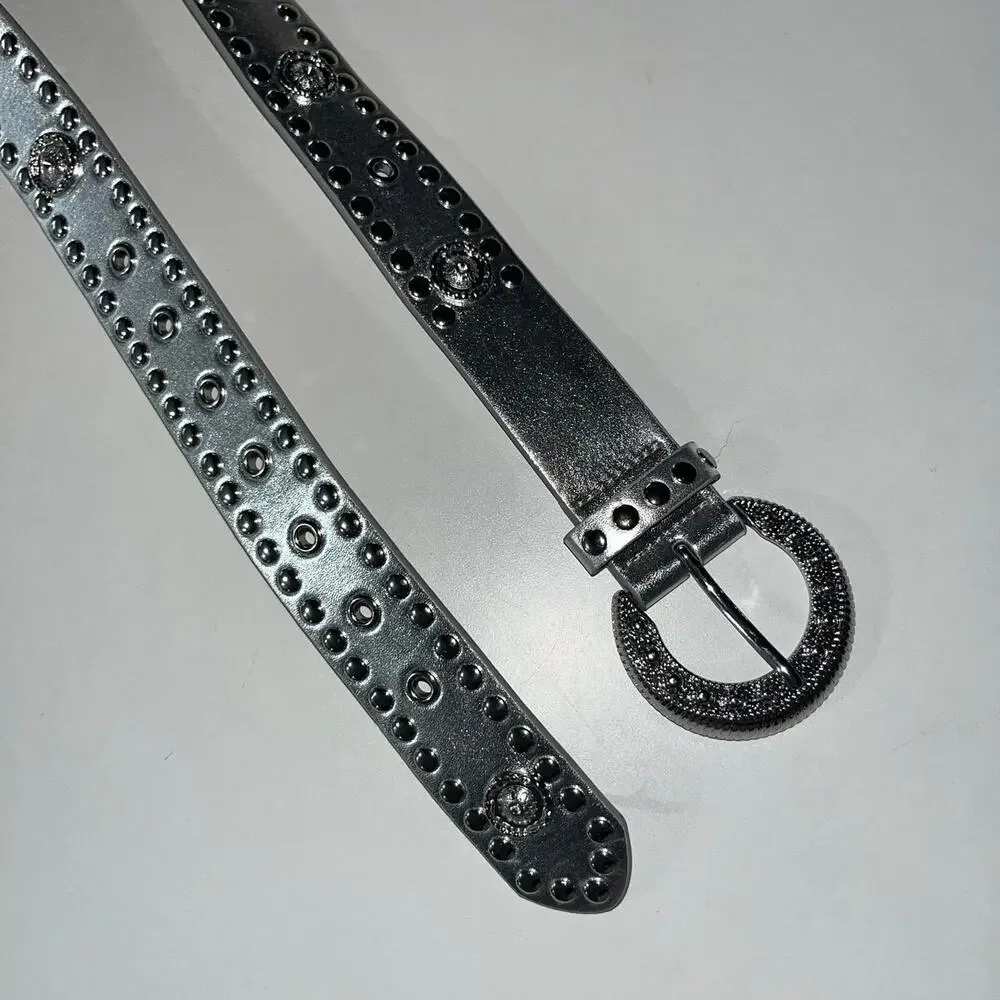 Urban Outfitters Silver Embellished Big Buckle Western Belt Size Medium (F)